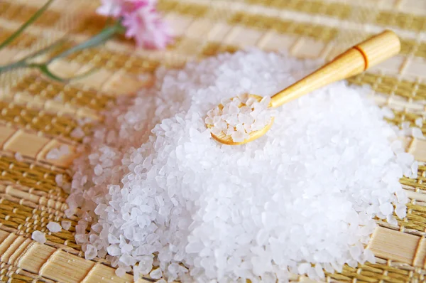 Petite pile de sel de mer sur une table — Photo