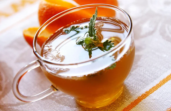 Soğuk turuncu-nane çayı — Stok fotoğraf