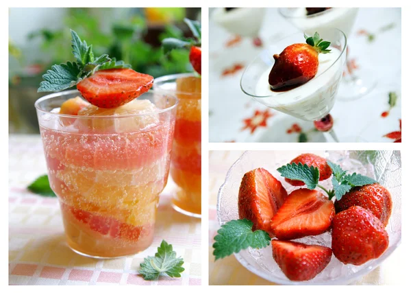 Strawberry desserter collage — Stockfoto