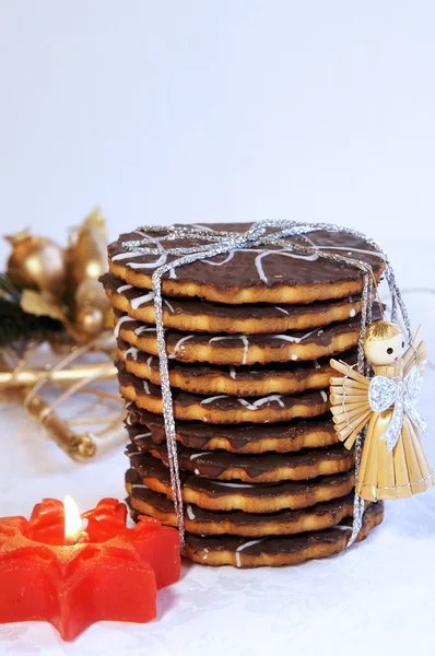 Zelfgemaakte chocolade koekjes voor Kerstmis — Stockfoto