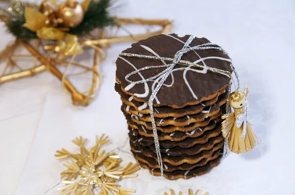 Рождественское домашнее шоколадное печенье — стоковое фото