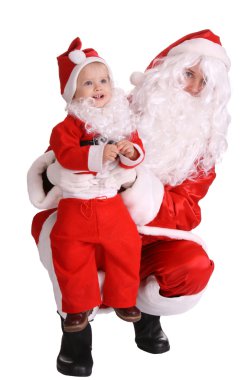 Couple of santa clause wait christmas. clipart