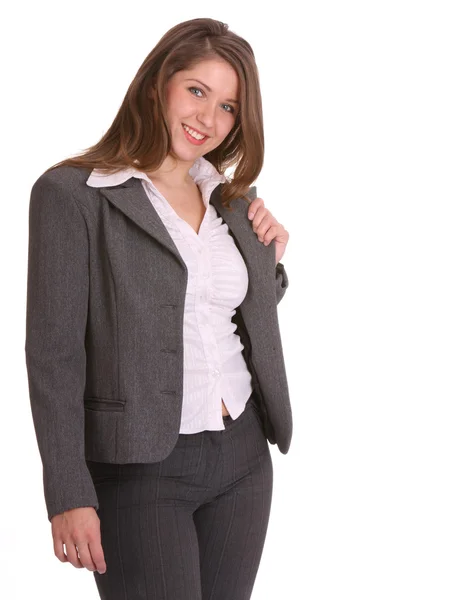 Leende buisness kvinna i kostym. — Stockfoto