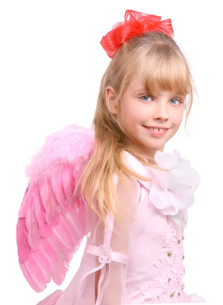 A menina em traje de anjo . — Fotografia de Stock