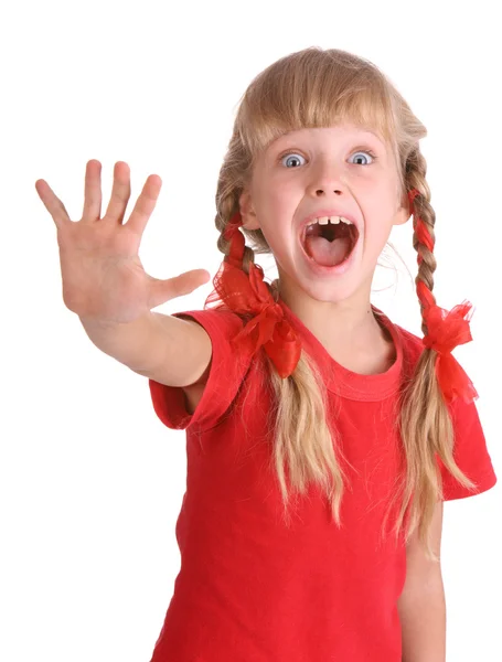 Emoción chica en deporte camisa grito . — Foto de Stock