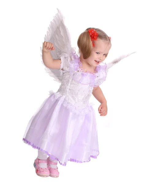 Flickan i kostym av ängel. — Stockfoto