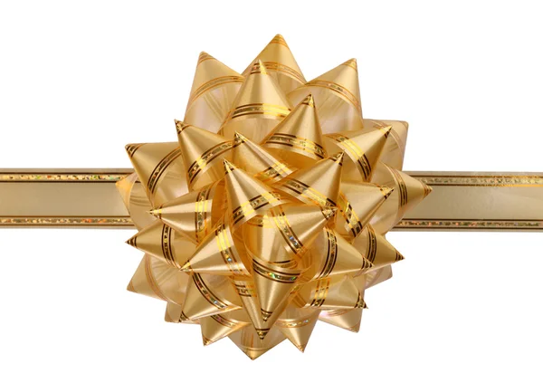 Gold bow and ribbon. — Stock Photo, Image