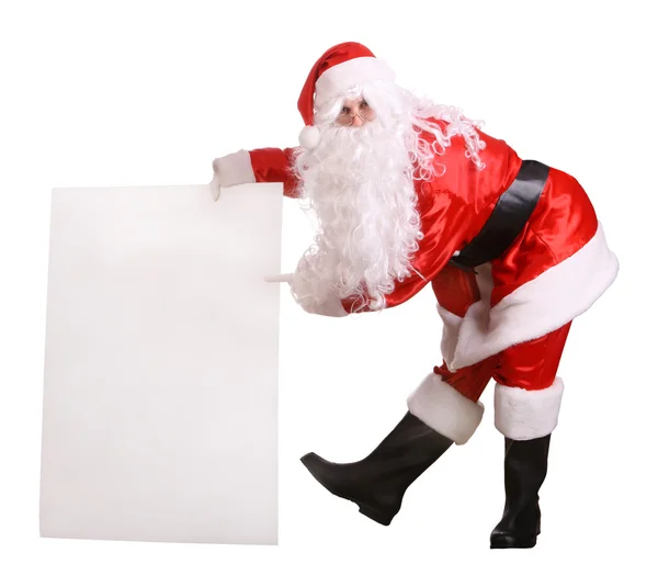 Papai Noel com banner vazio — Fotografia de Stock