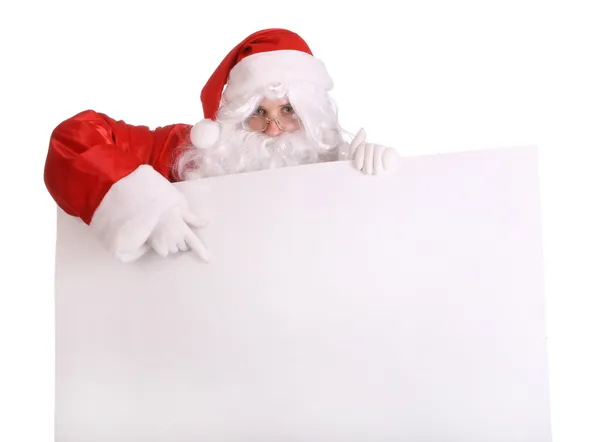 Papai Noel com banner vazio . — Fotografia de Stock