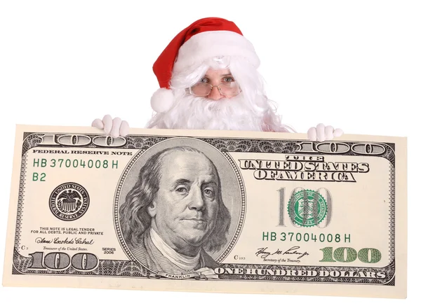 Babbo Natale con denaro dollaro — Foto Stock