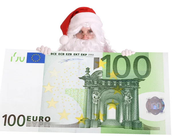 Santa Claus and big euro. — Stock Photo, Image