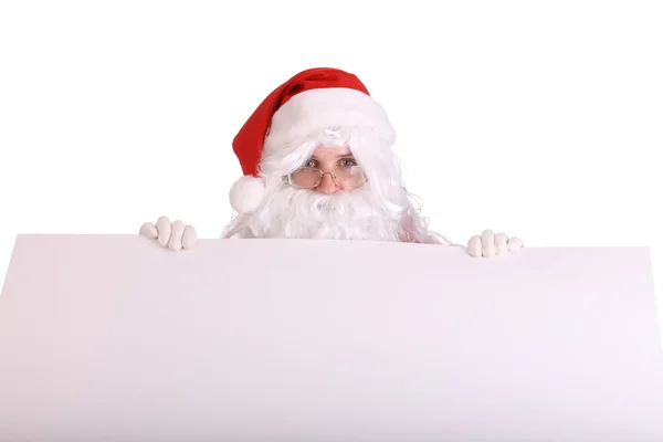 Papai Noel com banner vazio — Fotografia de Stock