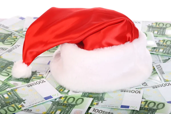 Weihnachtsmann-Hut auf Euro — Stockfoto