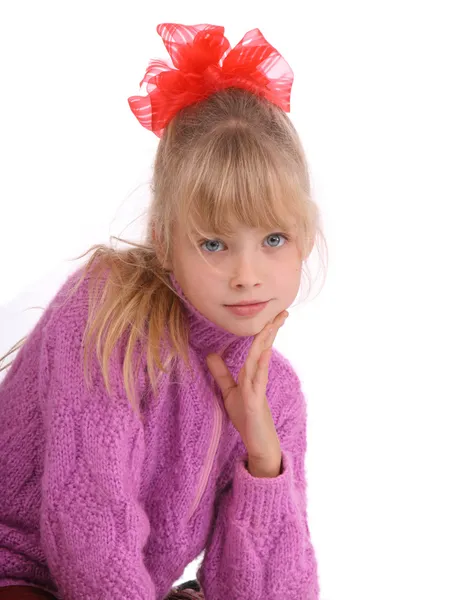 Retrato de niña en jersey de punto . — Foto de Stock