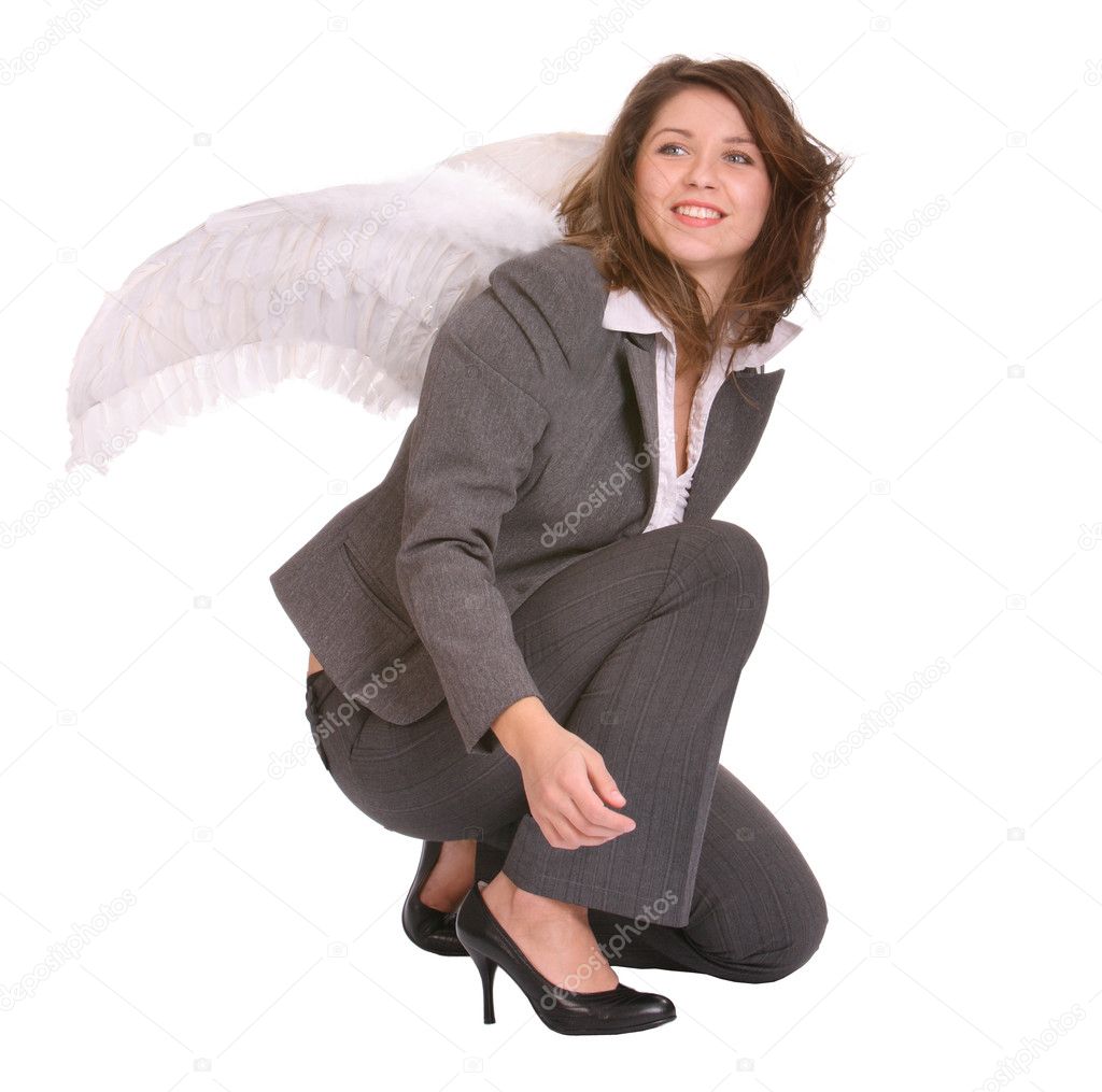 Business woman with angel wing.
