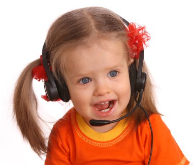 Portrait of child with headset. clipart