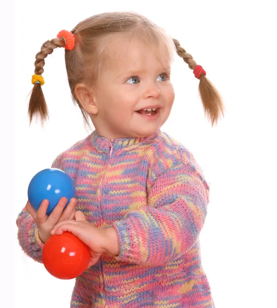 Verjaardag van lachende kind met gekleurde b — Stockfoto