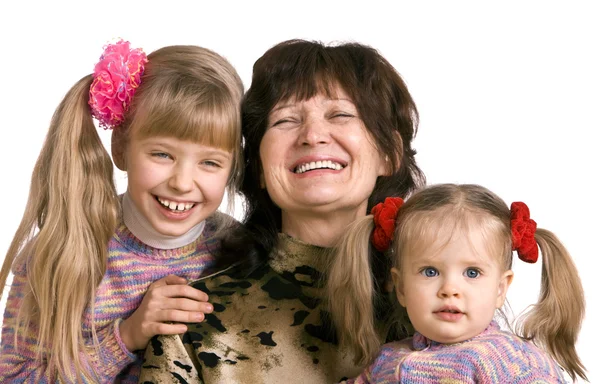 Szczęśliwa rodzina babci i dwa grandda — Zdjęcie stockowe