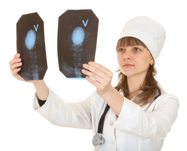Porträtt av läkare med röntgen bild. — Stockfoto