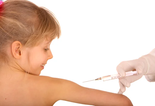 医者は s の子供の予防接種を接種します。 — ストック写真