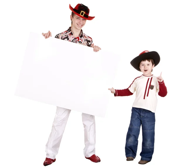 Child brother in halloween hat with whit — Stock Photo, Image