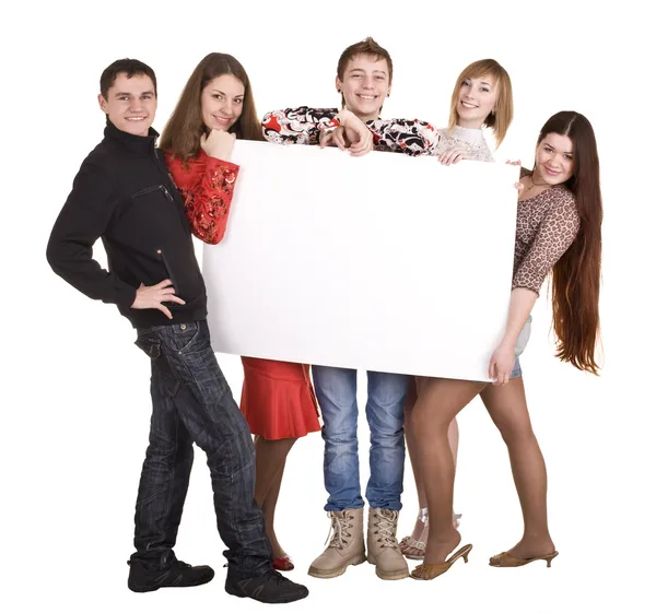 Banner and group of young — Stock Photo, Image