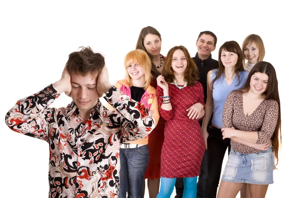 Big group of teenager. Problem. — Stock Photo, Image