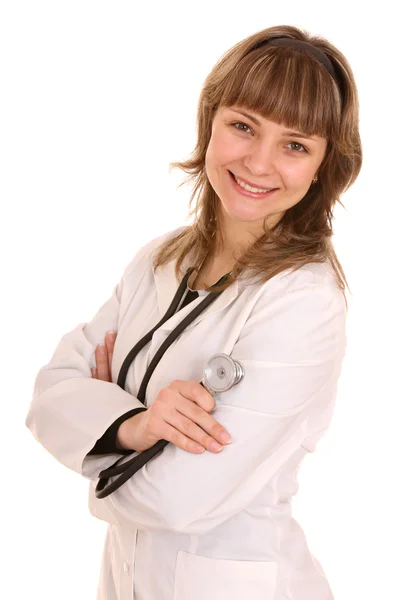 Porträt eines Arztes mit Stethoskop. Stockbild
