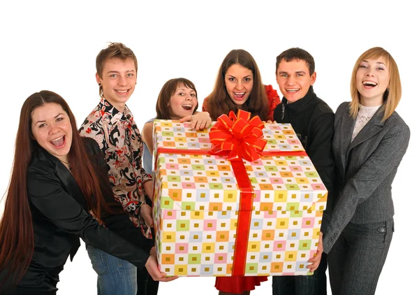 Groep en de doos van de gift. — Stockfoto