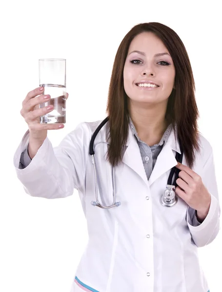 Doktor se sklenicí vody. — Stock fotografie
