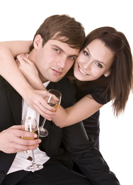 Para dziewczyna i mężczyzna napój wino. — Zdjęcie stockowe