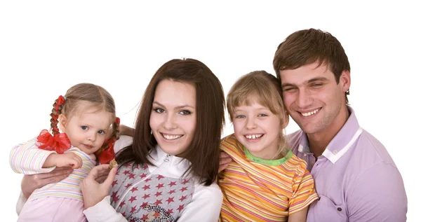 Lycklig familj med två barn. — Stockfoto