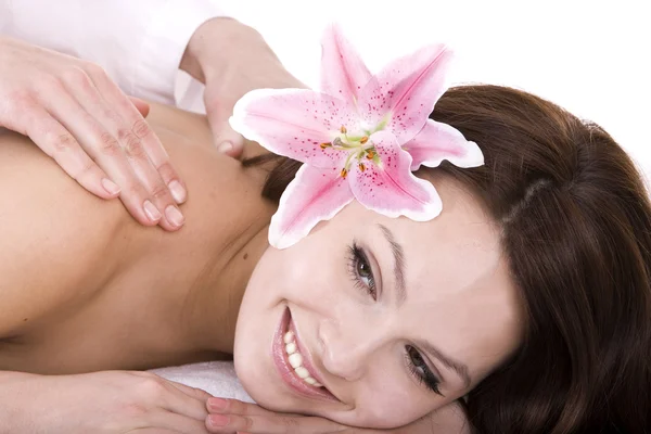 Beautiful girl on spa massage. — Stock Photo, Image