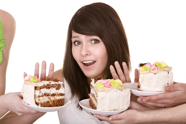 Девушка отказывается есть пирог . — стоковое фото