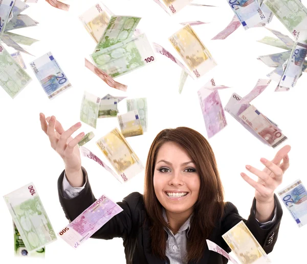 Podnikání žen s létáním peníze. — Stock fotografie