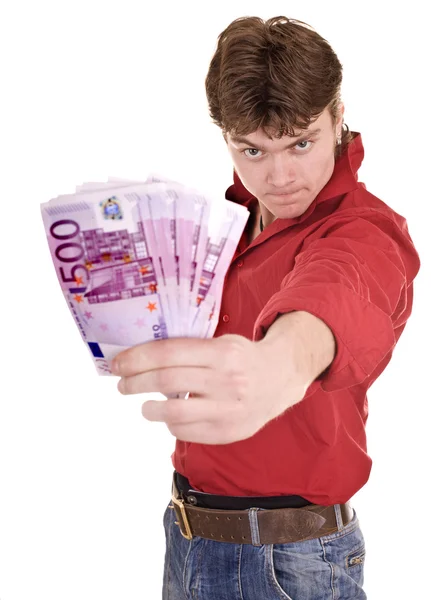Clever strong man with euro. — Stock Photo, Image