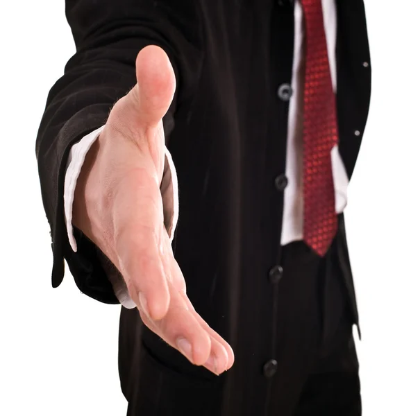 Businessman with greeting hand. — Stock Photo, Image