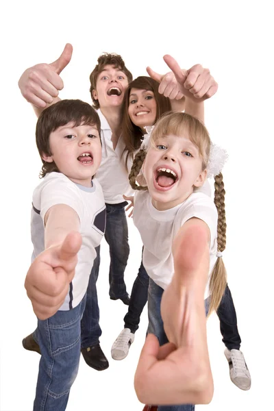 Šťastná rodina vyhodit palec. — Stock fotografie