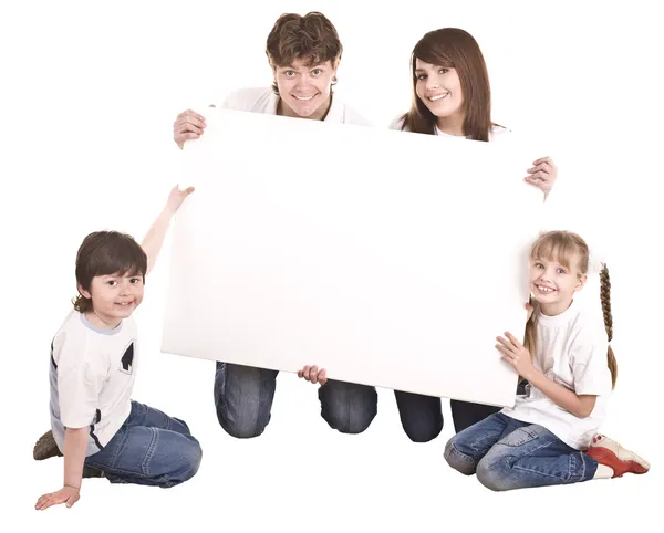 Szczęśliwą rodziną, białe transparent. — Zdjęcie stockowe