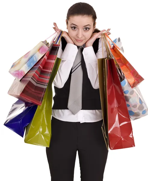 女企业家与袋购物. — 图库照片