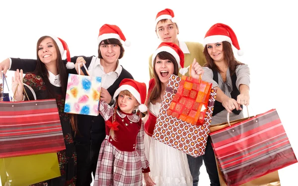 Щаслива сім'я з червоною подарунковою коробкою . — стокове фото