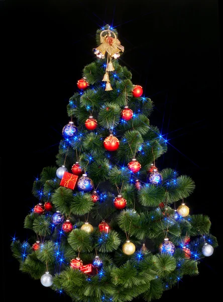 Boże Narodzenie drzewo światła i blue star. — Zdjęcie stockowe
