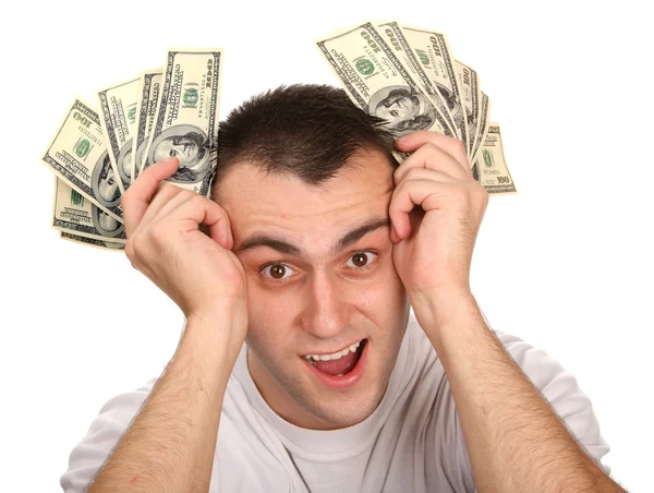 Fiatal férfi pénzt. — Stock Fotó
