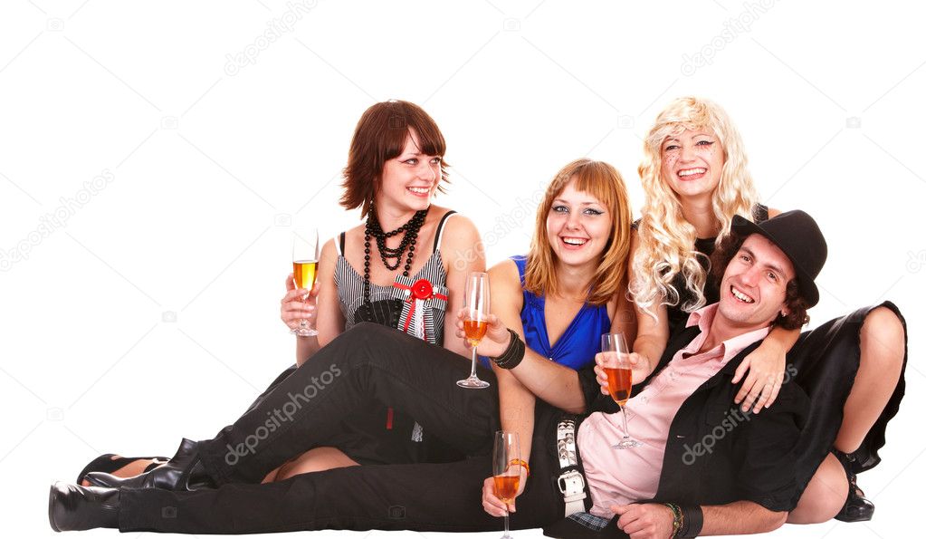 Group with white wine.