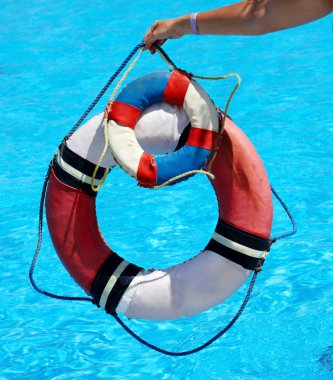 Group of life buoy on water. clipart