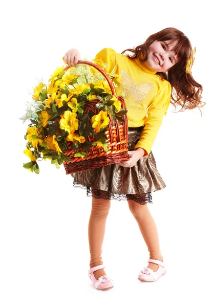 Mooi meisje met wild bloem. — Stockfoto