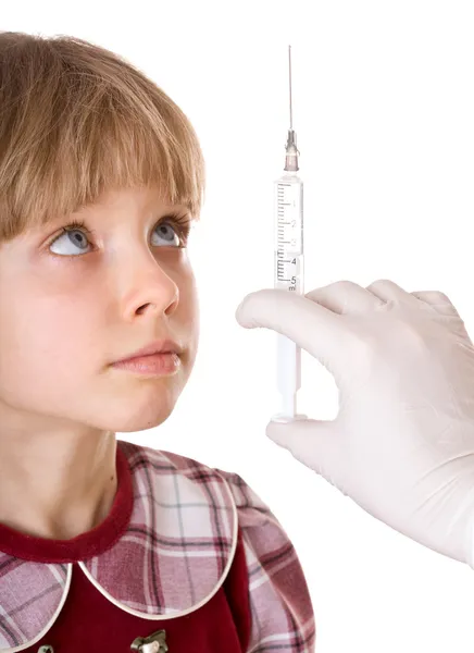 Enfant peur de faire l'inoculation . — Photo