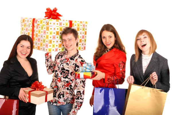 Group of and gift box. — Stock Photo, Image