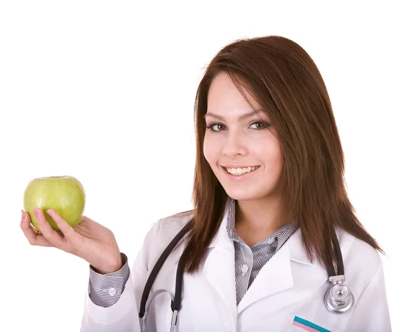 Médico con estetoscopio y manzana . —  Fotos de Stock