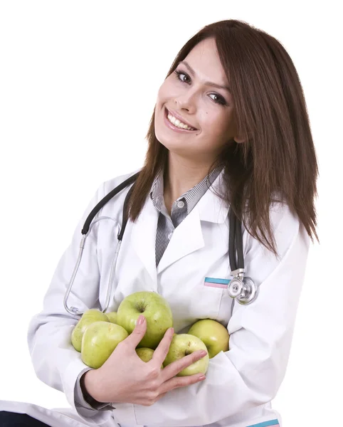 Доктор з зеленими яблуками . — стокове фото